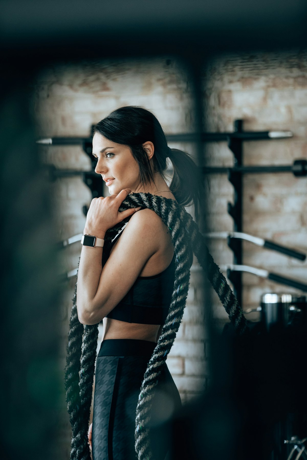 Athlete mid-workout at the gym